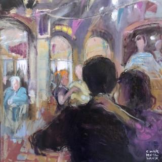 Couple dansant au Martin Pêcheur 49,5x51 h/c