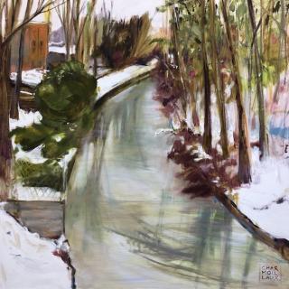  Ile de Sainte Catherine sous la neige 100x100  h/t