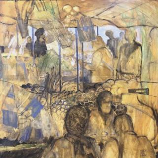  Marché jaune 100x100