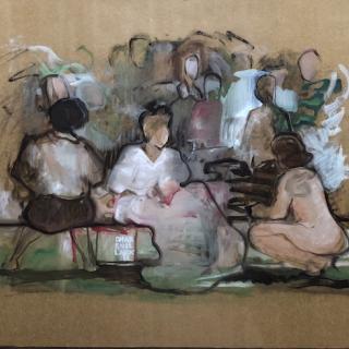   Sur le banc 102x72  h/kraft/c