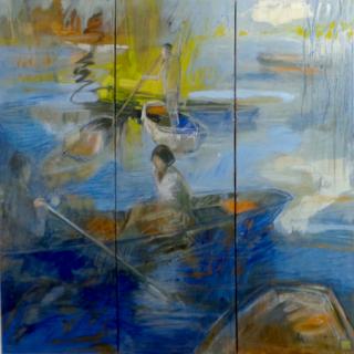 Un dimanche   triptyque 3fois 50x150 h/t