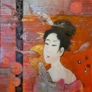 La japonaise aux poissons 100x100 h/t